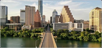 The Austin, Texas skyline across Lady Bird Lake